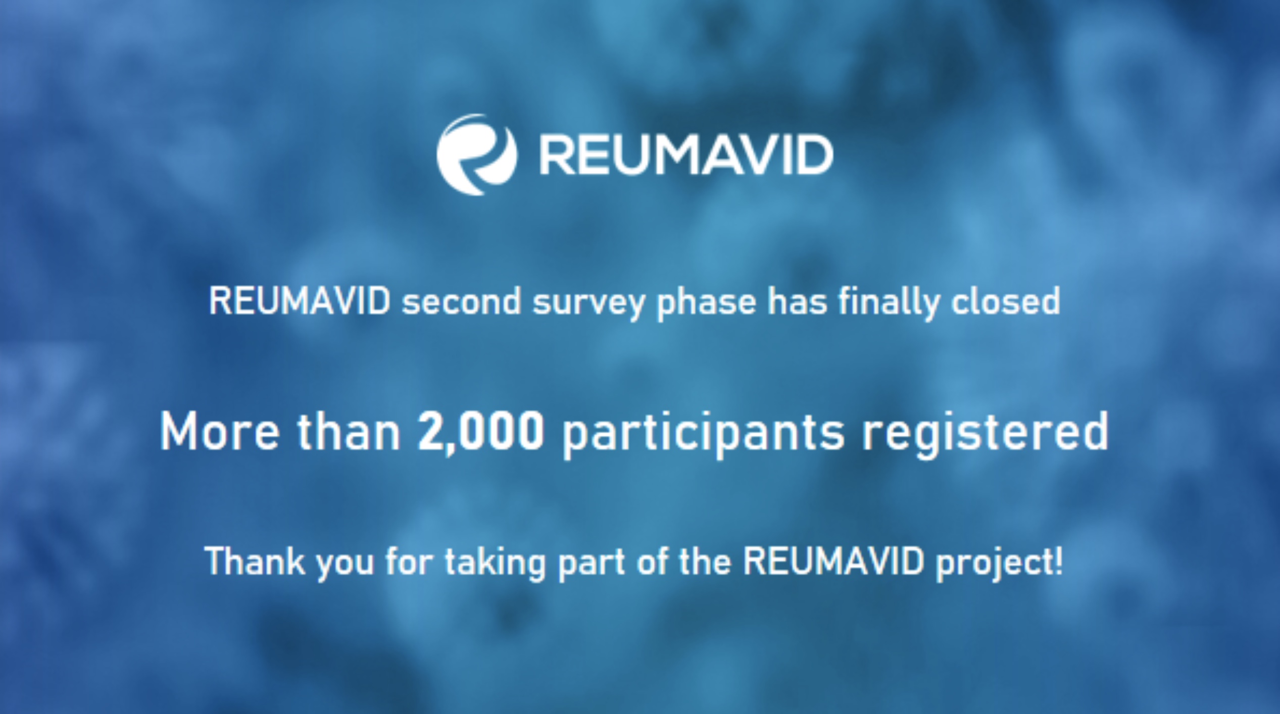 Survey period for the second phase of REUMAVID finally concluded